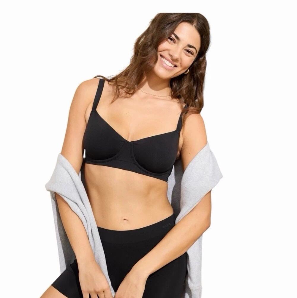 Aerie Smoothez 32B Black Full Coverage Bra Smooth Everyday Comfort NWT